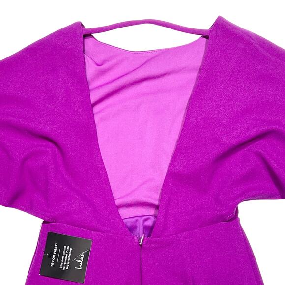 Lulus Open Back Cape Mini Style Dress Size XS Pink Magenta New - Picture 3 of 7